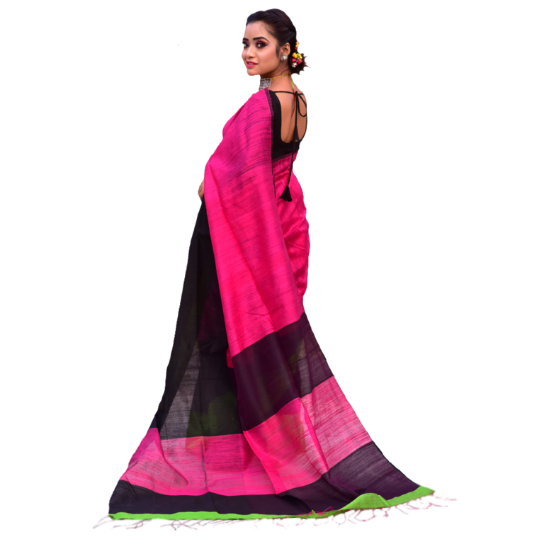 Rani color Matka silk cutshade saree - Basak HandloomsBasak Handlooms