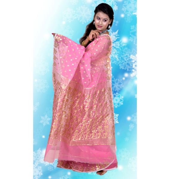 Pure Handloom Moslin Jamdani With Zori Work