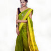 Yellowish green handwoven sarees with small motif - Image 3