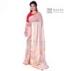 beige color pure organic handloom plain linen saree - Image 2