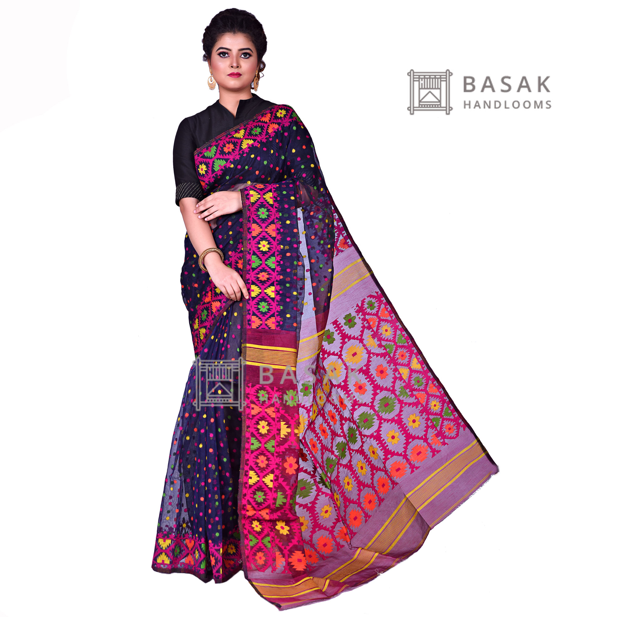 Best Quality Handloom Tussar Silk Block Print Saree – Balaram Saha