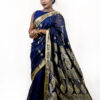 dark blue handloom blended silkfront