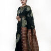 black linen saree front