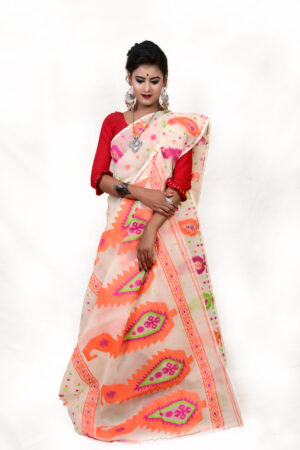 White Designer Dhakai Jamdani Sarees – Dailybuyys