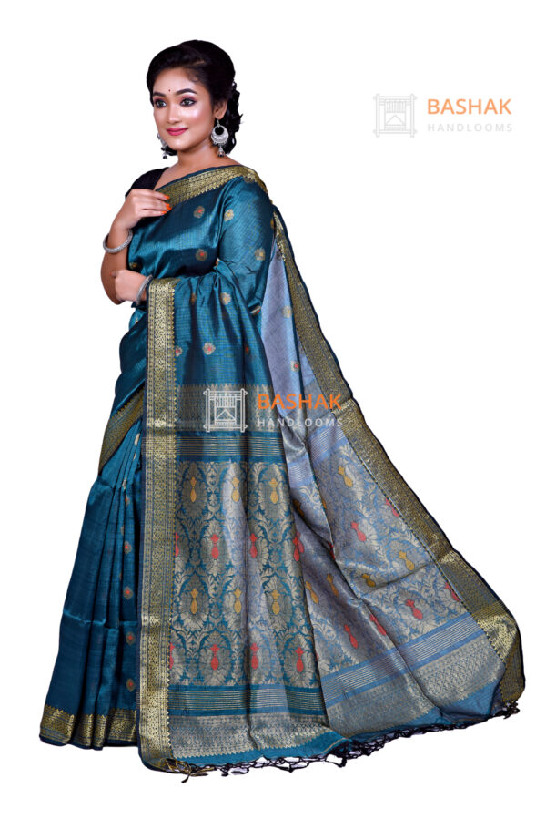 Rama green handloom katan silk sarees