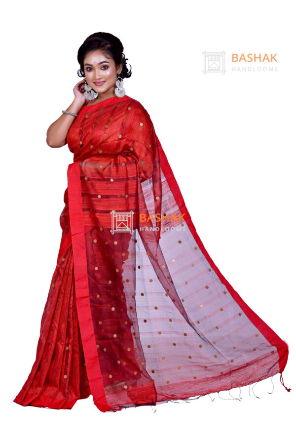 Pure red color handloom Gini matka saree