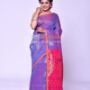 Blue color organic linen jamdani saree - Image 2