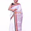 Peace white pure cotton bhujodi saree - Image 2