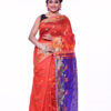 Orange color blended cotton saree with contrast pallu - Image 2