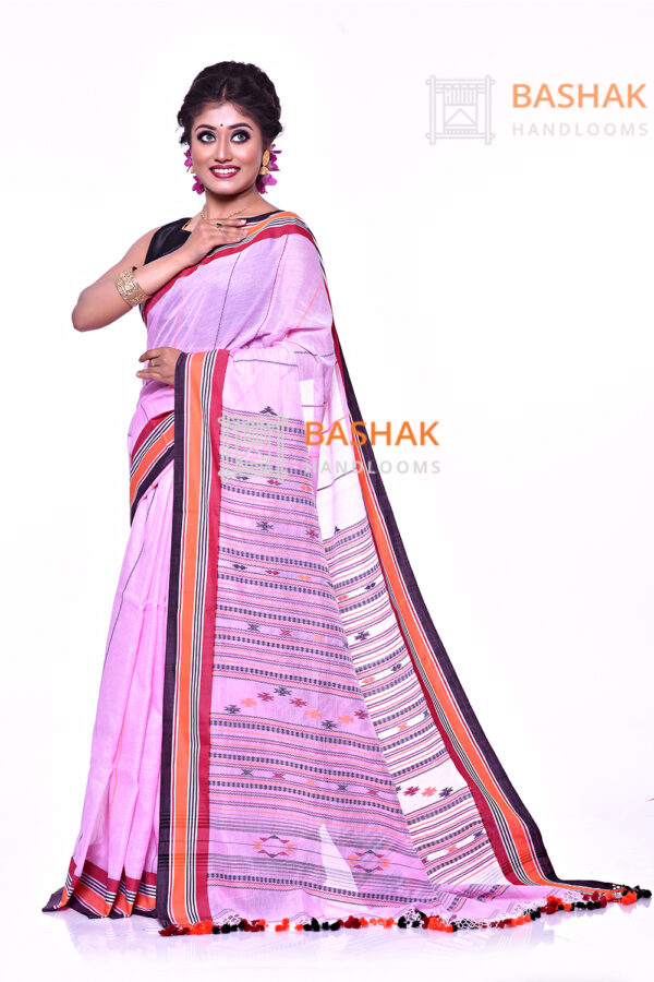Pink color pure handloom cotton bhujodi bhujodi saree