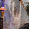 White handloom moslin saree with sequence weaved - Image 2