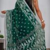 Green cotton dhakai saree - Image 2