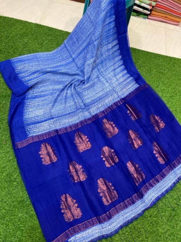 Blue matka silk shibori saree