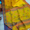 Eco friendly yellow pure linen saree - Image 2