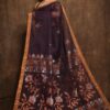 Coffee colour pure linen saree - Image 2