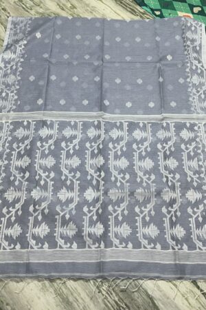 Still grey slab khadi saree with bp