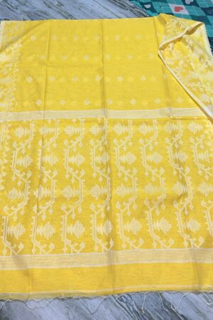 Yellow slab khadi saree with bp
