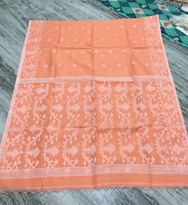 Orange colour slab khadi saree with bp