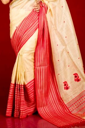 Handloom pure beige colour tussar saree with bp