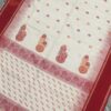 Pure cotton handloom white saree with red boarder - Image 3