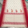 Pure cotton handloom white saree with red boarder - Image 2