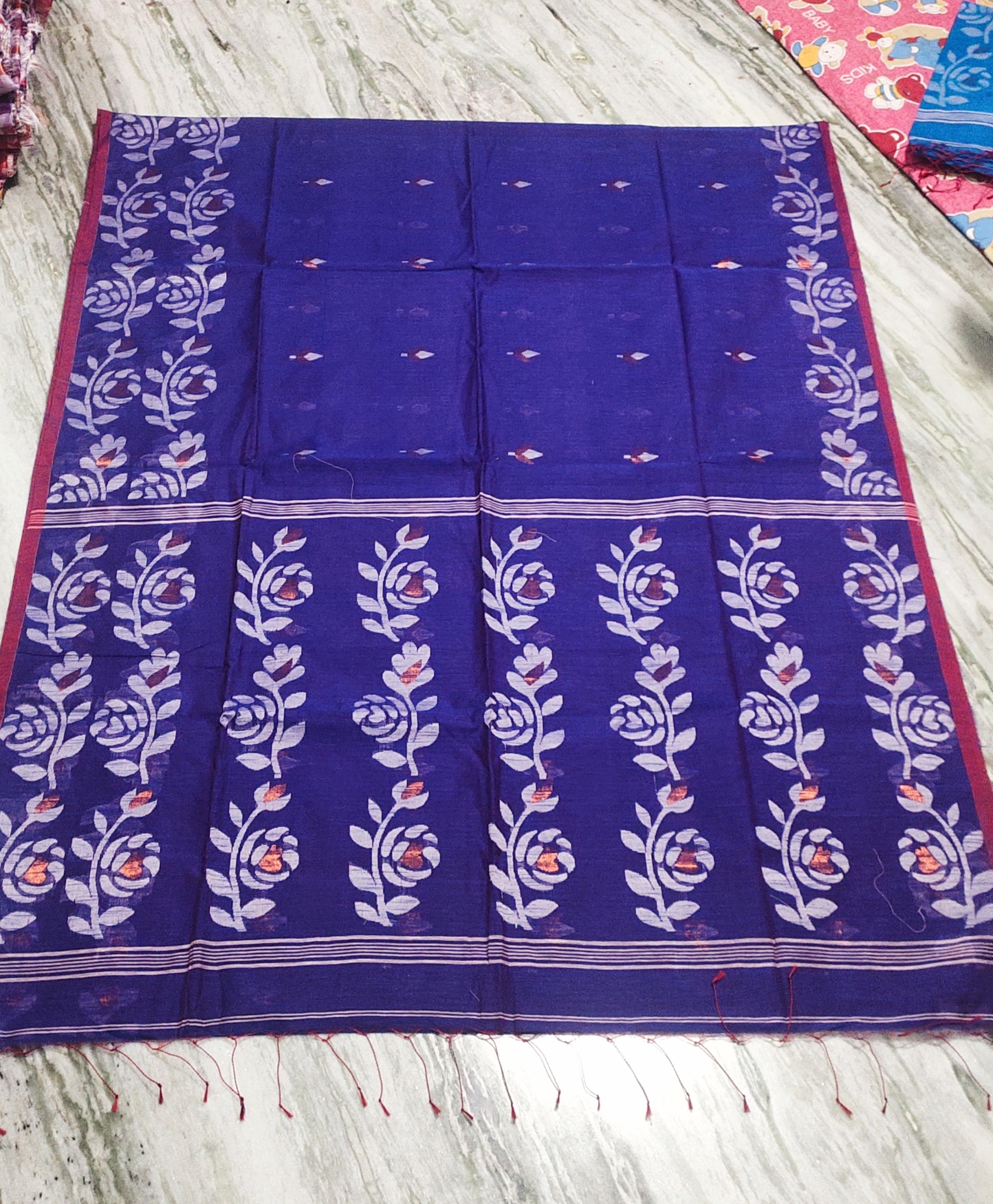 Blue slab khadi saree with bp