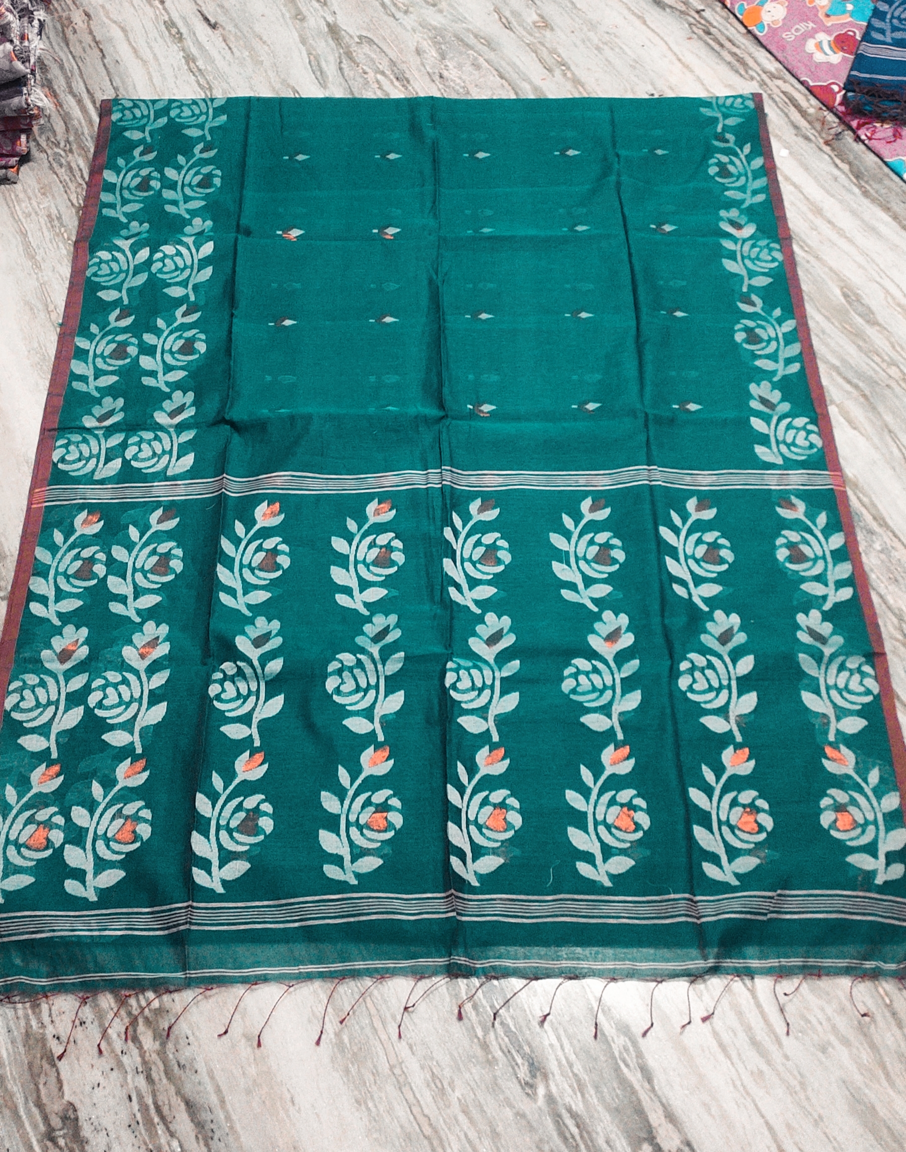 Rama green slab khadi saree with bp