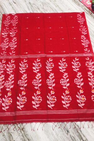 Red slab khadi saree with bp