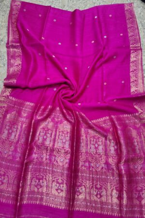 Handloom rani colour matka baluchuri saree