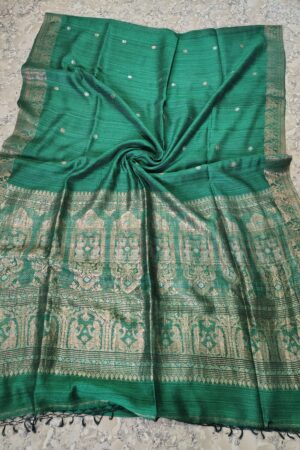 Handloom green pure matka silk baluchuri saree