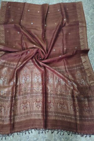Handloom copper colour matka silk baluchuri saree