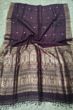 Handloom wine jamun pure matka silk baluchuri saree