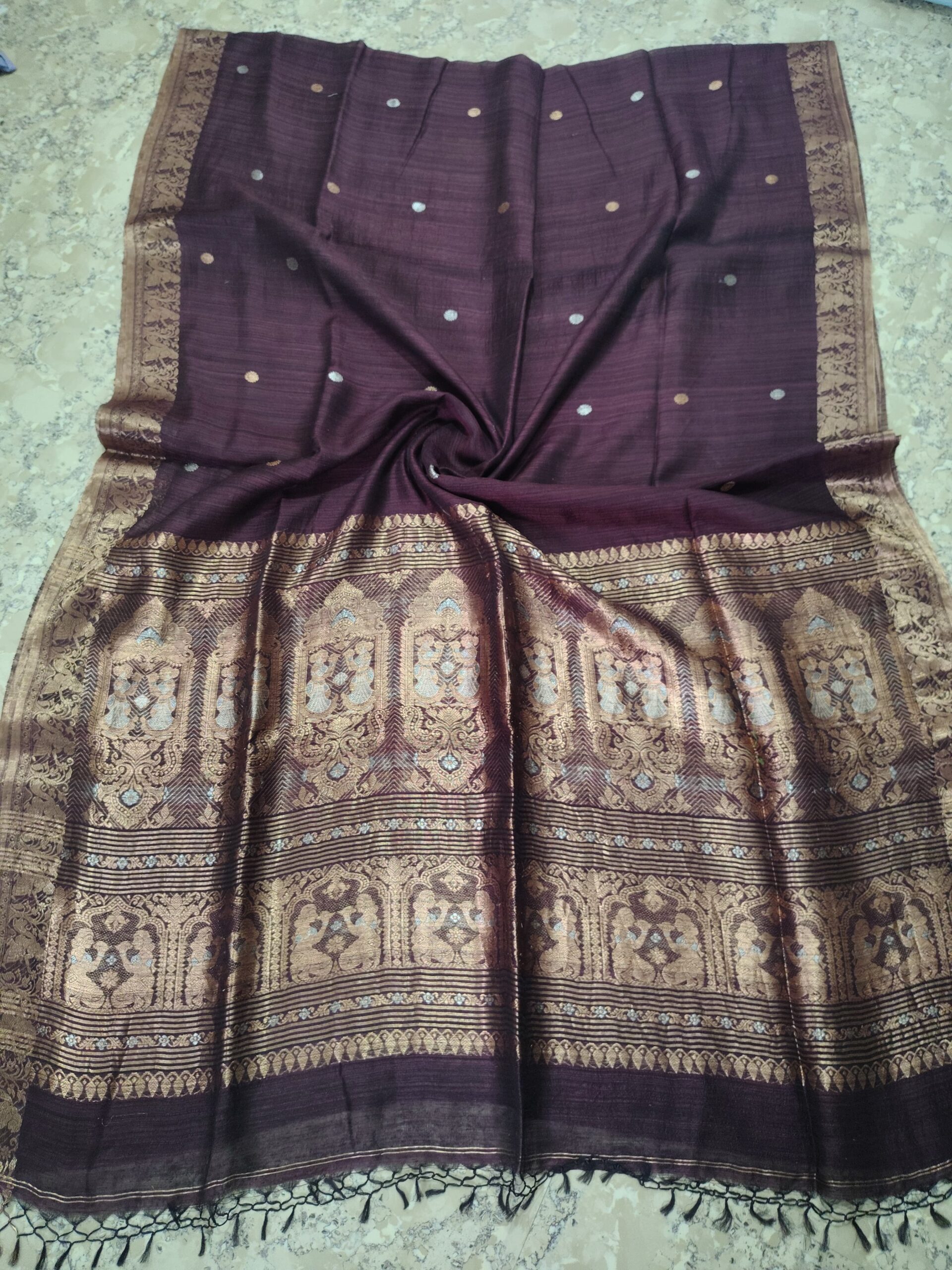 Handloom wine jamun pure matka silk baluchuri saree