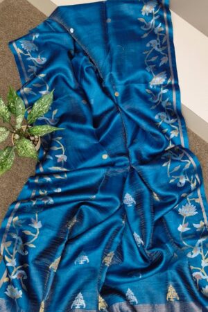 Tute colour pure tussar silk tissue saree with silk mark certified