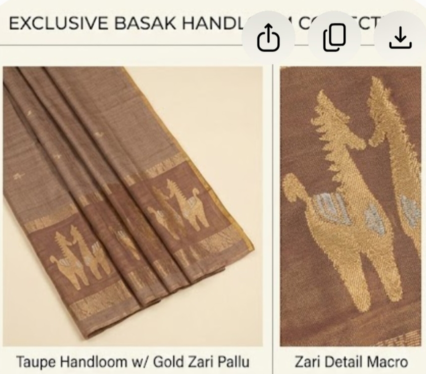 Tussar colour pure handloom tissue silk linen jamdani saree with bp - Image 2