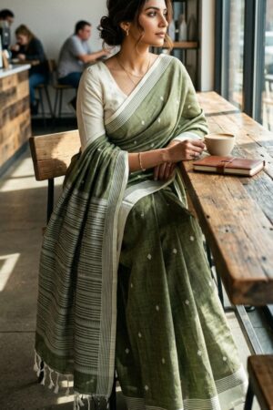 Mint green pure cotton handloom sarees